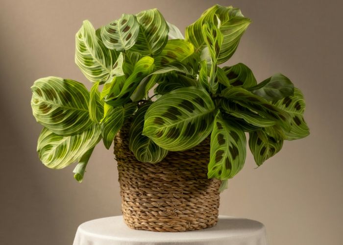 La conocida como planta de oración, es una especie popular de interior por su atractivo follaje y su particular movimiento nocturno de las hojas.
