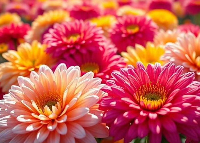 Los crisantemos son flores populares que destacan por su belleza y variedad. Su cultivo tiene una larga historia, comenzando en China y expandiéndose a Japón, Europa y América Latina. Son especialmente conocidos por su simbolismo cultural en diversas tradiciones.